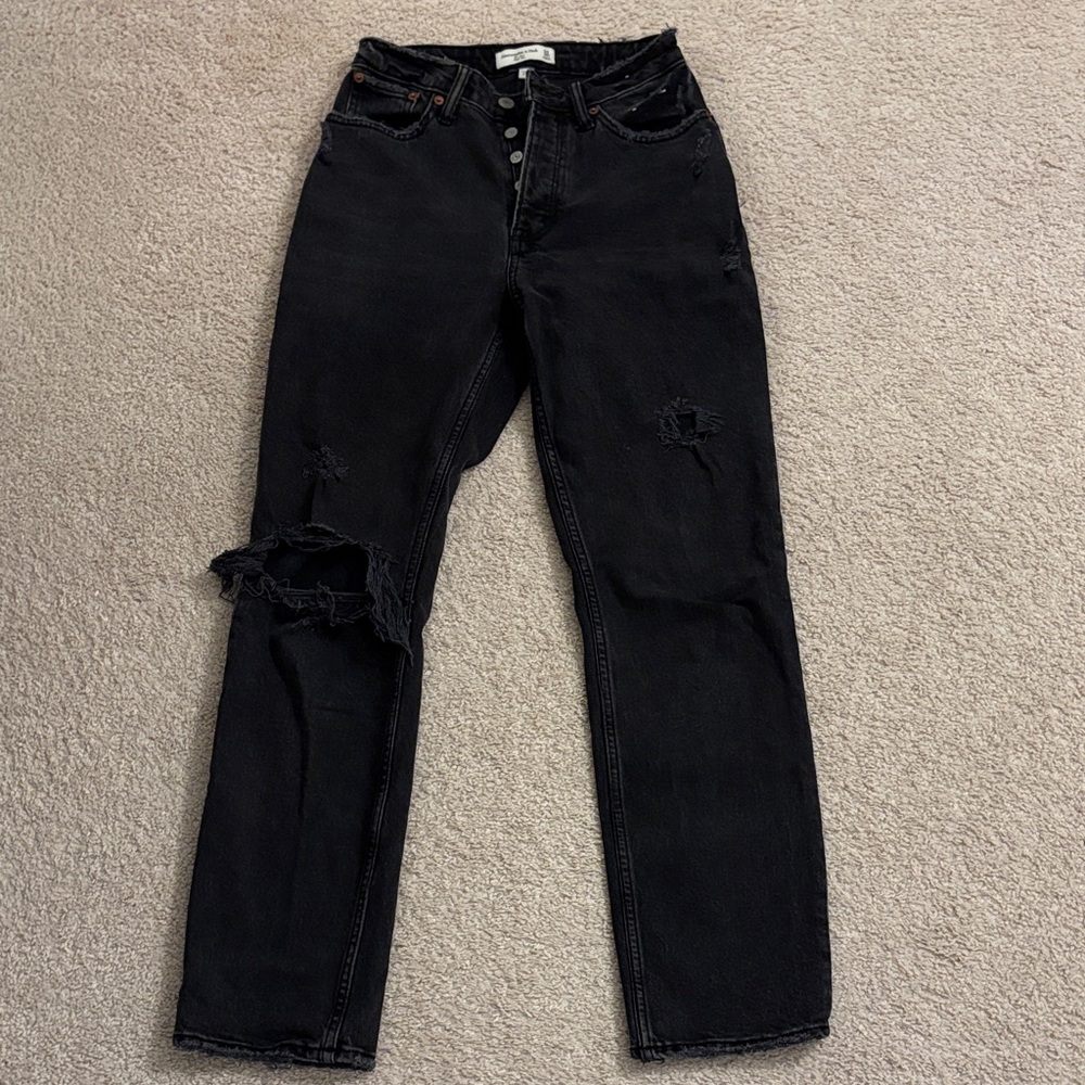 Abercrombie & Fitch Black Straight Leg Jeans “The Dad” high rise